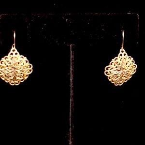 SOLD! 10k Yellow & White Gold Dainty Earrings With Fishhook style